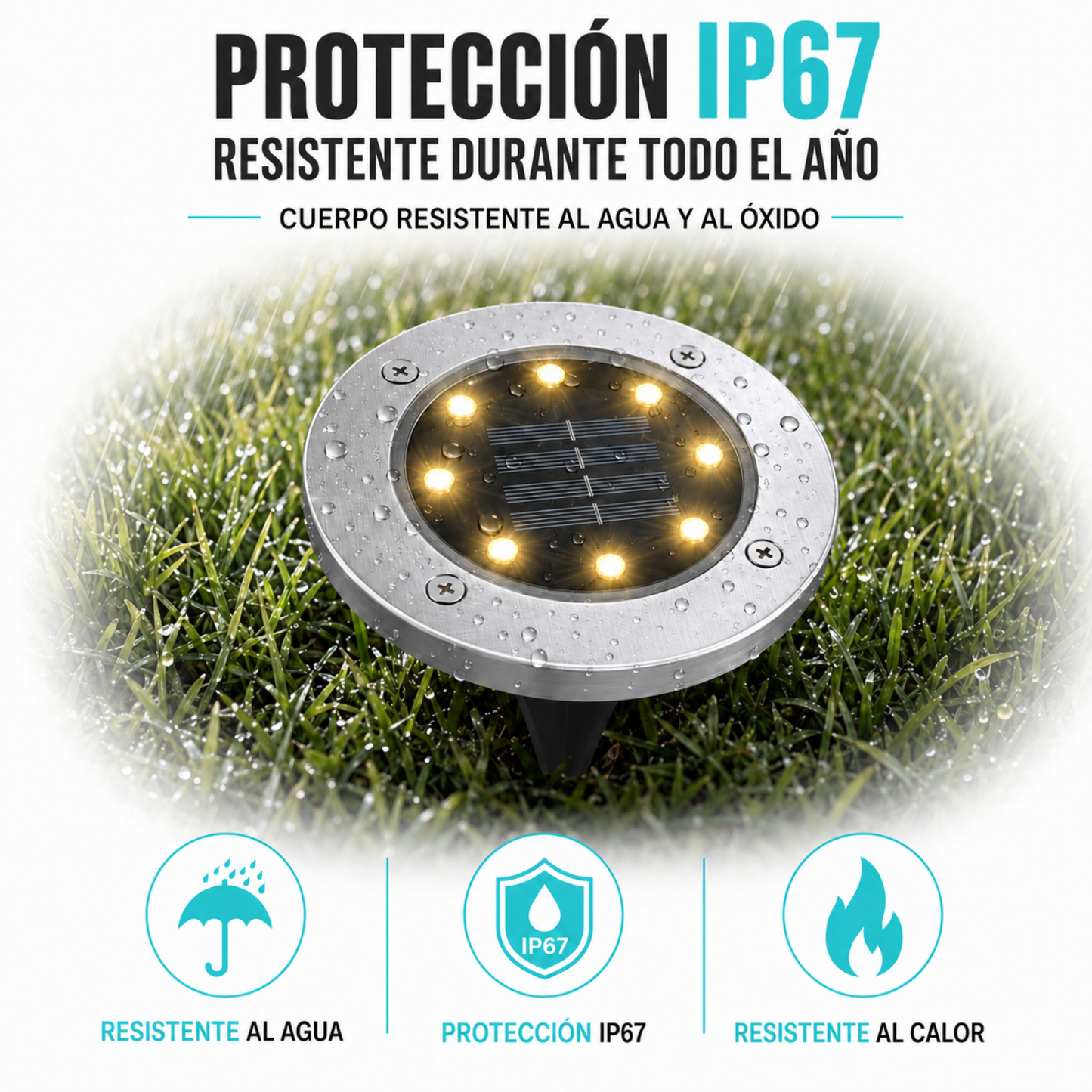 X4 Focos Solares 8 Led Luz Calido Con Estaca Para Exterior