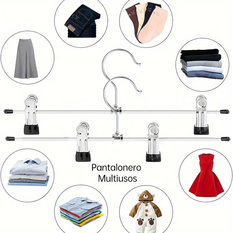 X10 Colgadores Ganchos Metalicos Con Pinza Para Pantalon