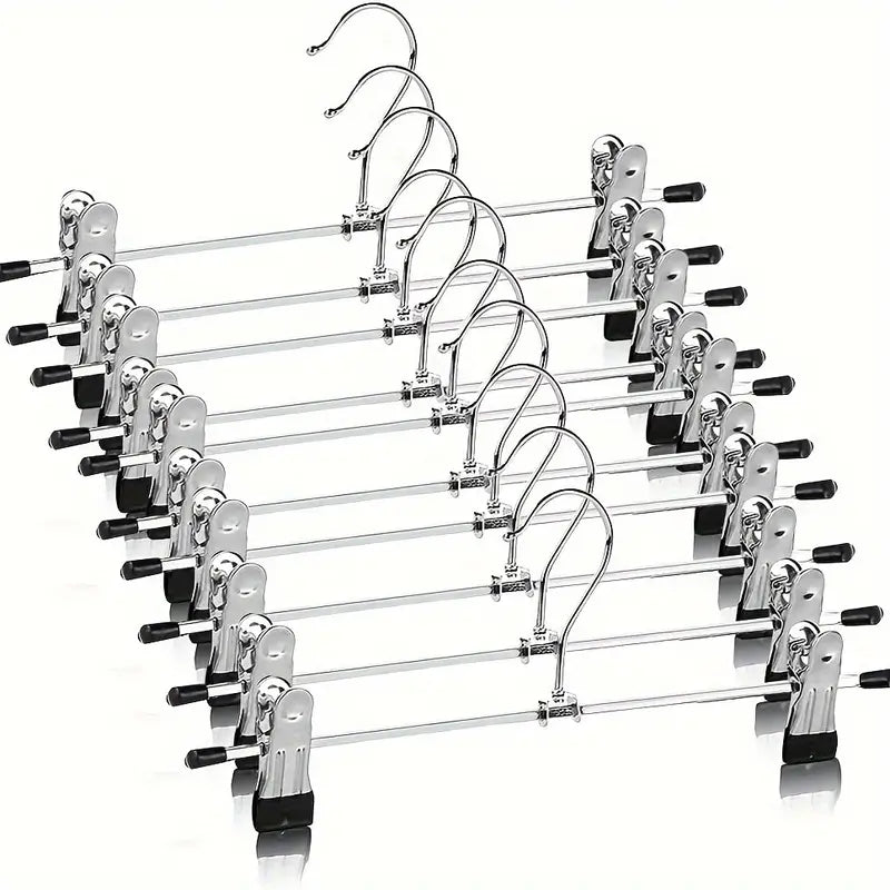 X10 Colgadores Ganchos Metalicos Con Pinza Para Pantalon
