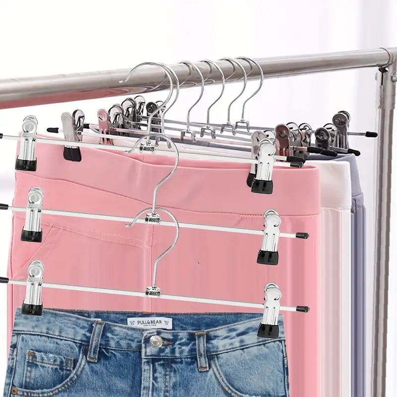 X10 Colgadores Ganchos Metalicos Con Pinza Para Pantalon