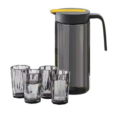 Jarra De Vidrio Con Tapa Jarra Para Jugo + 4 Vasos 1.6lt