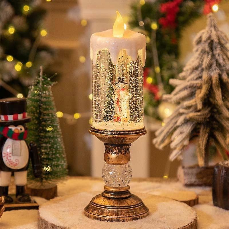 Vela De Navidad Led Con Nieve Artificial Decorativa 26cm