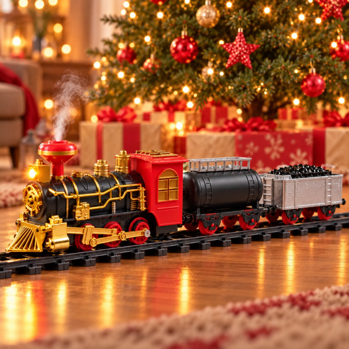 Tren Juguete Juguetes Tren Electrico Humo Para Navidad 9pcs