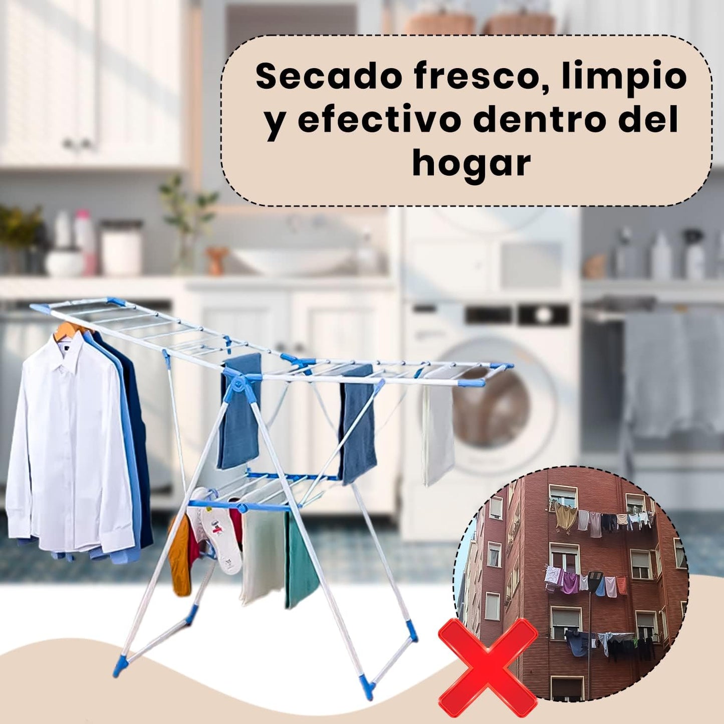 Tendedero Ropa Plegable Colgador Ropa Retractil Tendederos