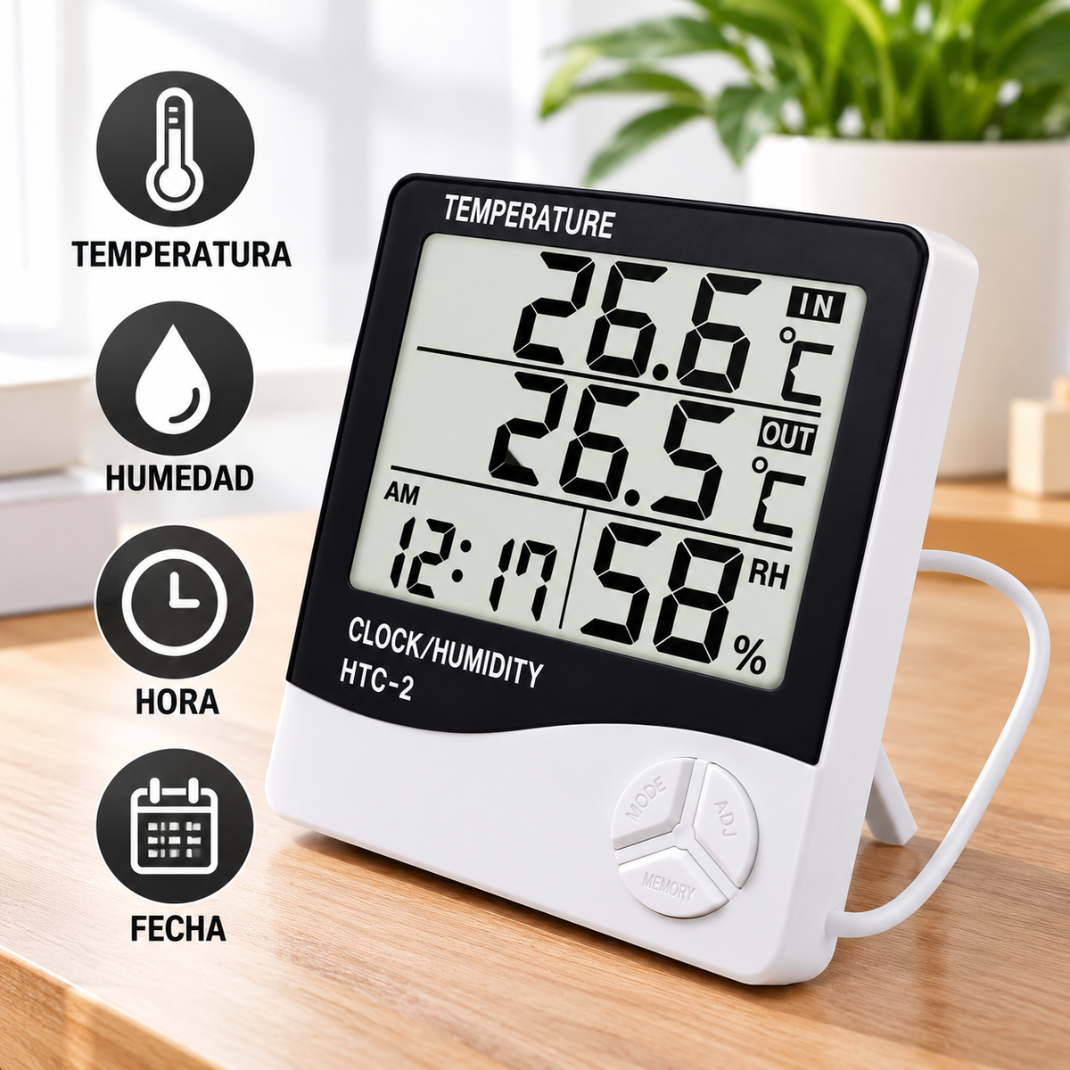 Medidor Temperatura Medidor De Temperatura Reloj Alarma Htc2