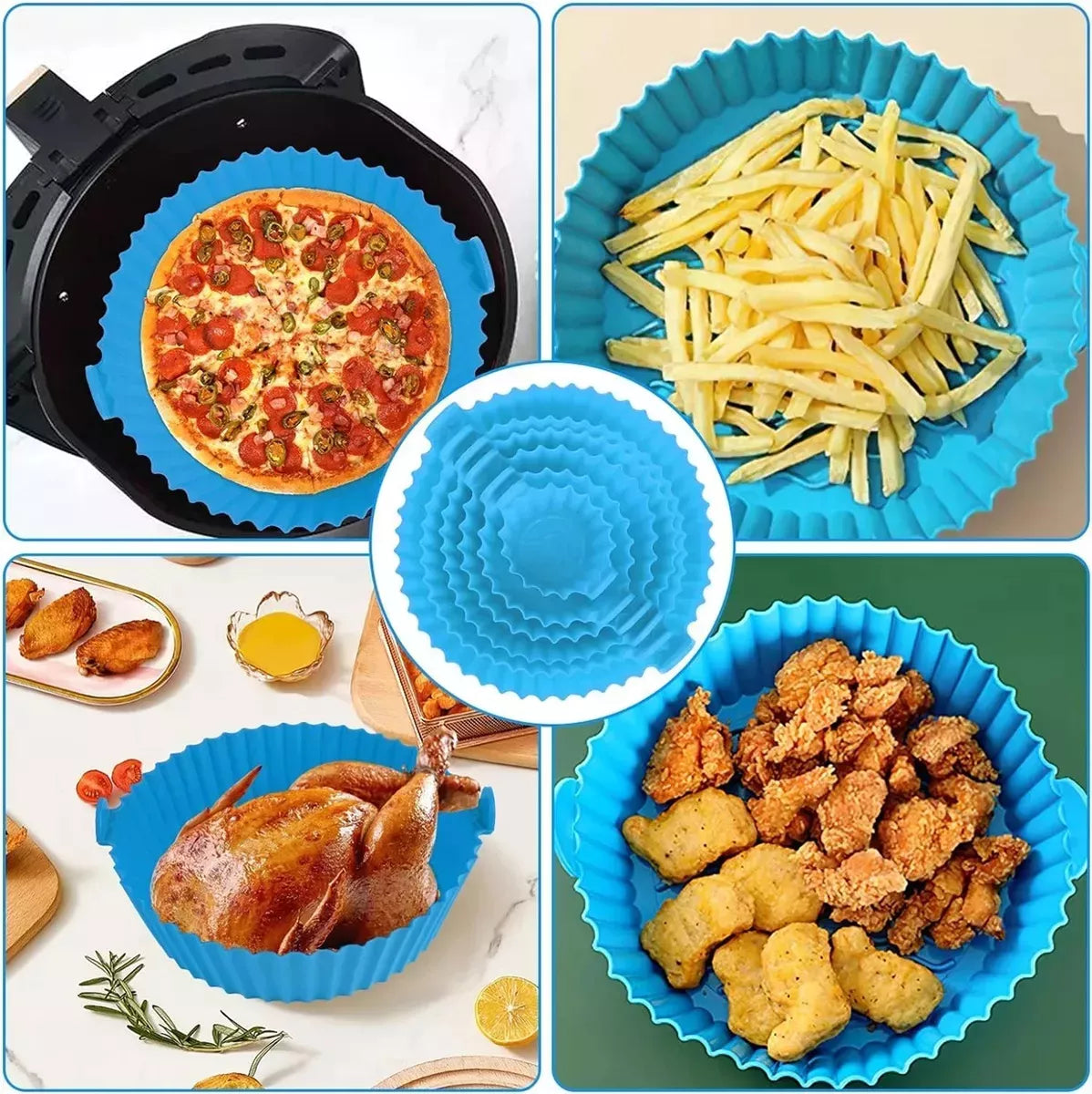 X6 Molde Redondo Silicona Para Air Fryer Moldes Freidora