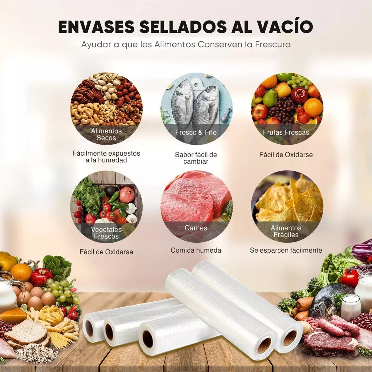 Rollo Bolsas Maquina Selladora Al Vacio Sellador Rollo 10mt