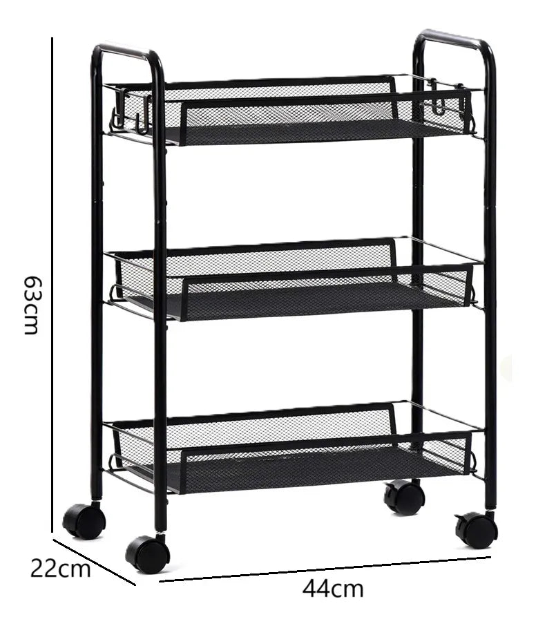 Carrito Carro Organizador Ruedas Multiuso Metal 3 Niveles
