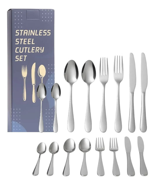 X16 Pcs Set De Cubiertos De Acero Inoxidable Juego Servicios Plateado