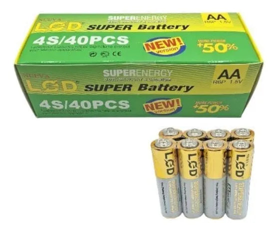 X40 Pack Pilas Aa Lcd Caja Baterias Tamaño Doble Aa