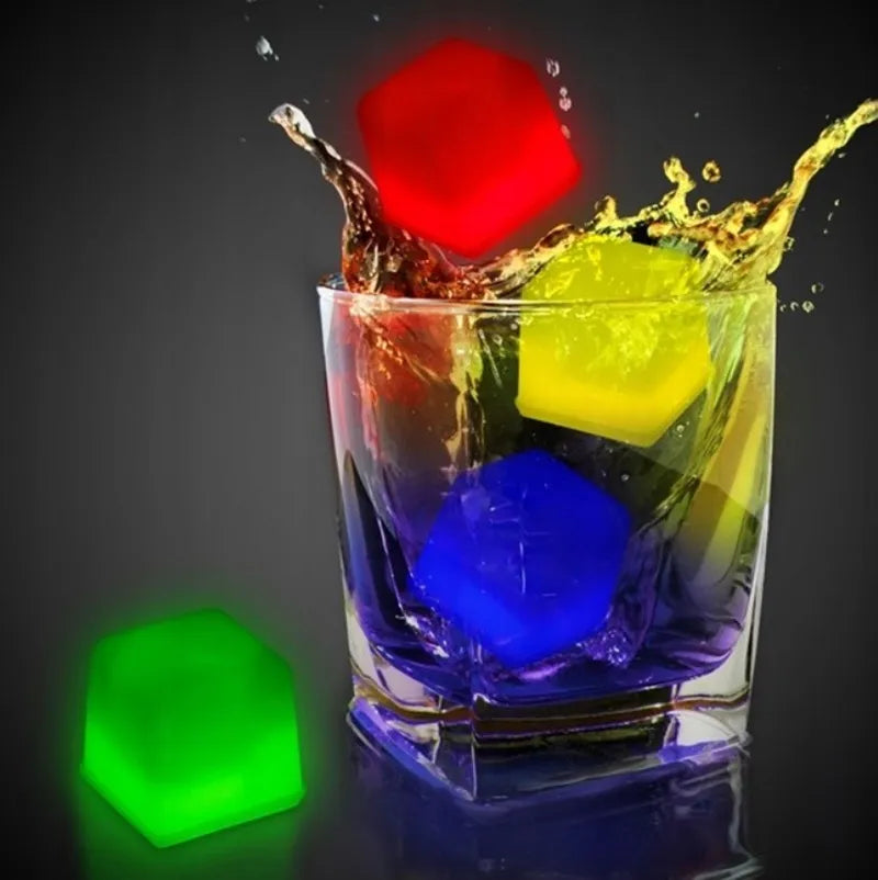 12 Cubos De Hielo Desechables Para Fiesta Hielos Led Fluor