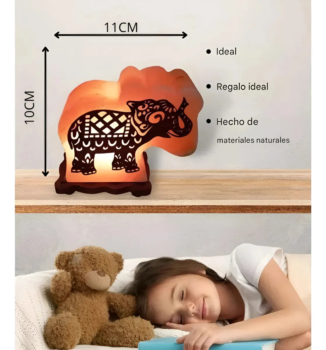 Lampara De Sal Del Himalaya Luz Multicolor Elefante Rgb