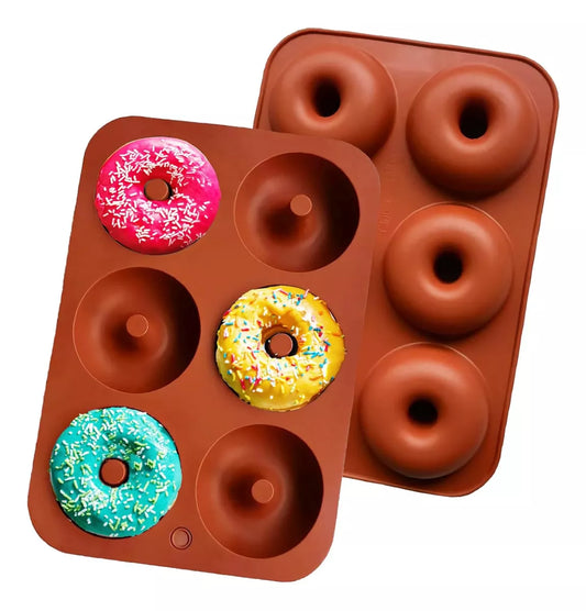 Molde Silicona 6 Rosquillas Donas Antiadherente Reposteria
