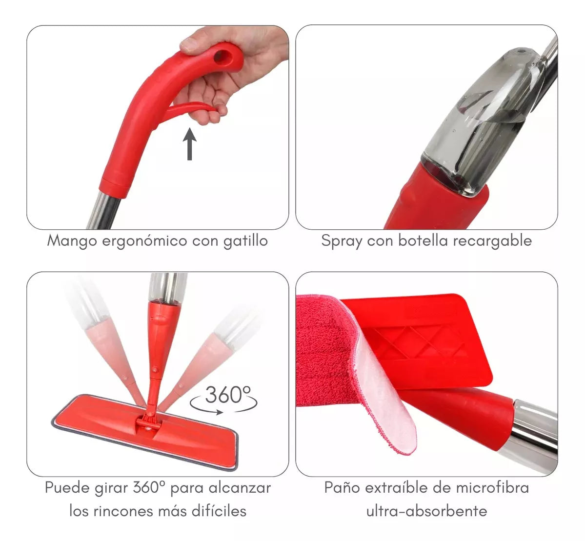 Mopa Spray Microfibra Mopa Trapeador Pisos Aseo Con Roceador