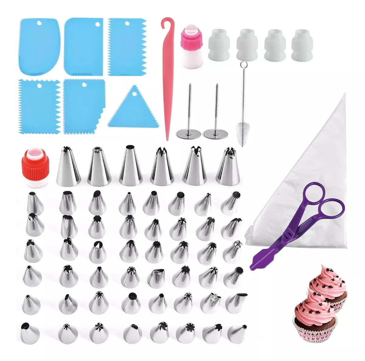Set Kit De Decoración De Tortas Reposteria 72 Pcs Cupcake