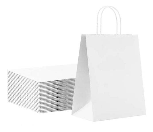 Pack X12 Bolsas De Papel Kraft Talla M Con Asa 27x22x11cm