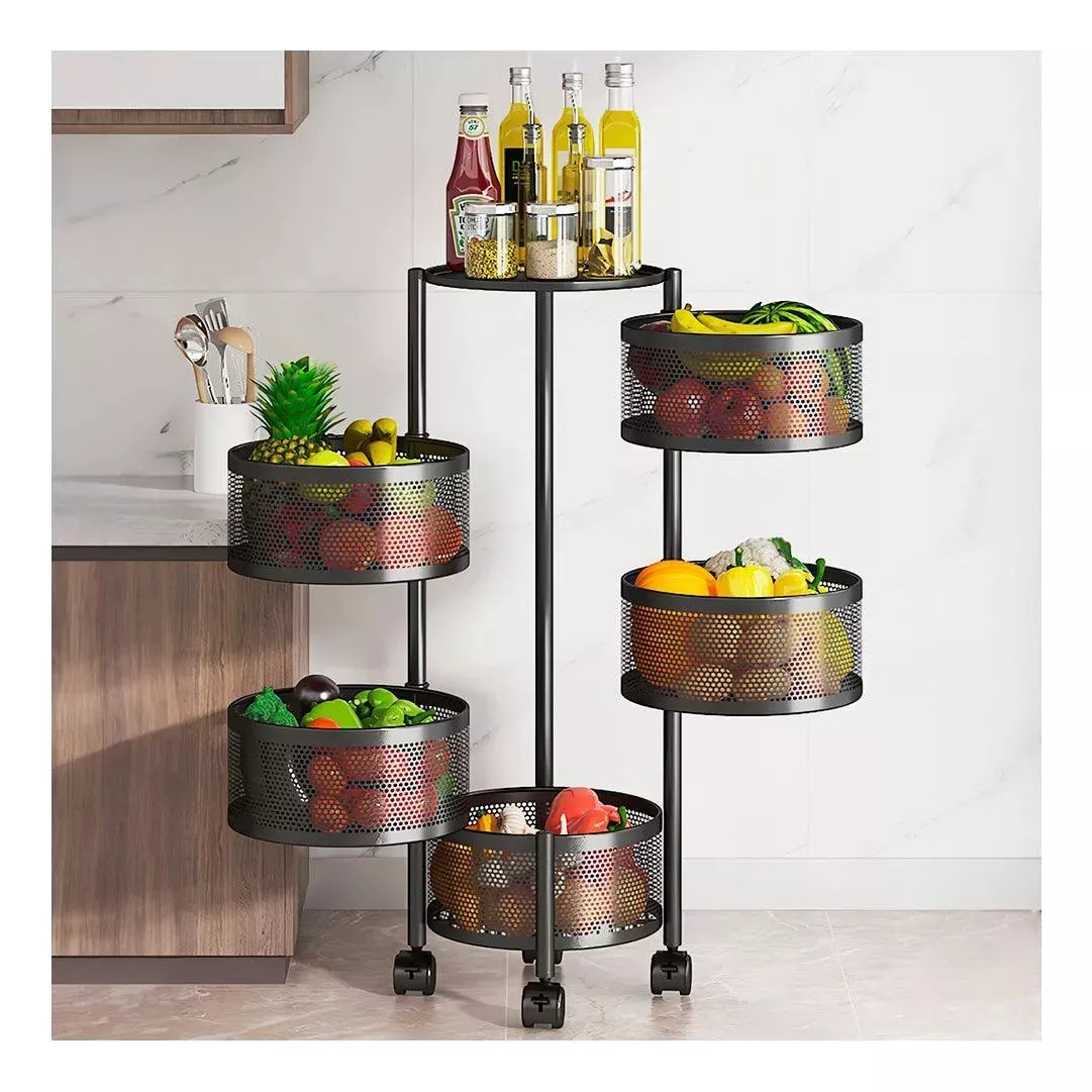 Organizador Frutero De 5 Niveles Giratorio Carrito Ruedas