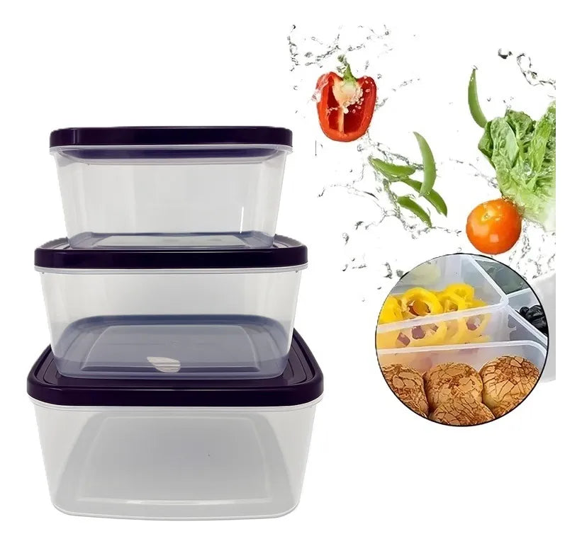 Set X3 Taper Rectangular Potes Plasticos Contenedores Comida
