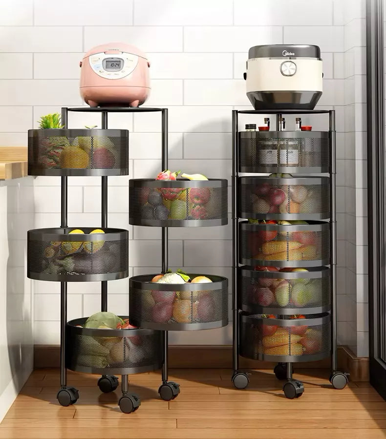Organizador Frutero De 5 Niveles Giratorio Carrito Ruedas