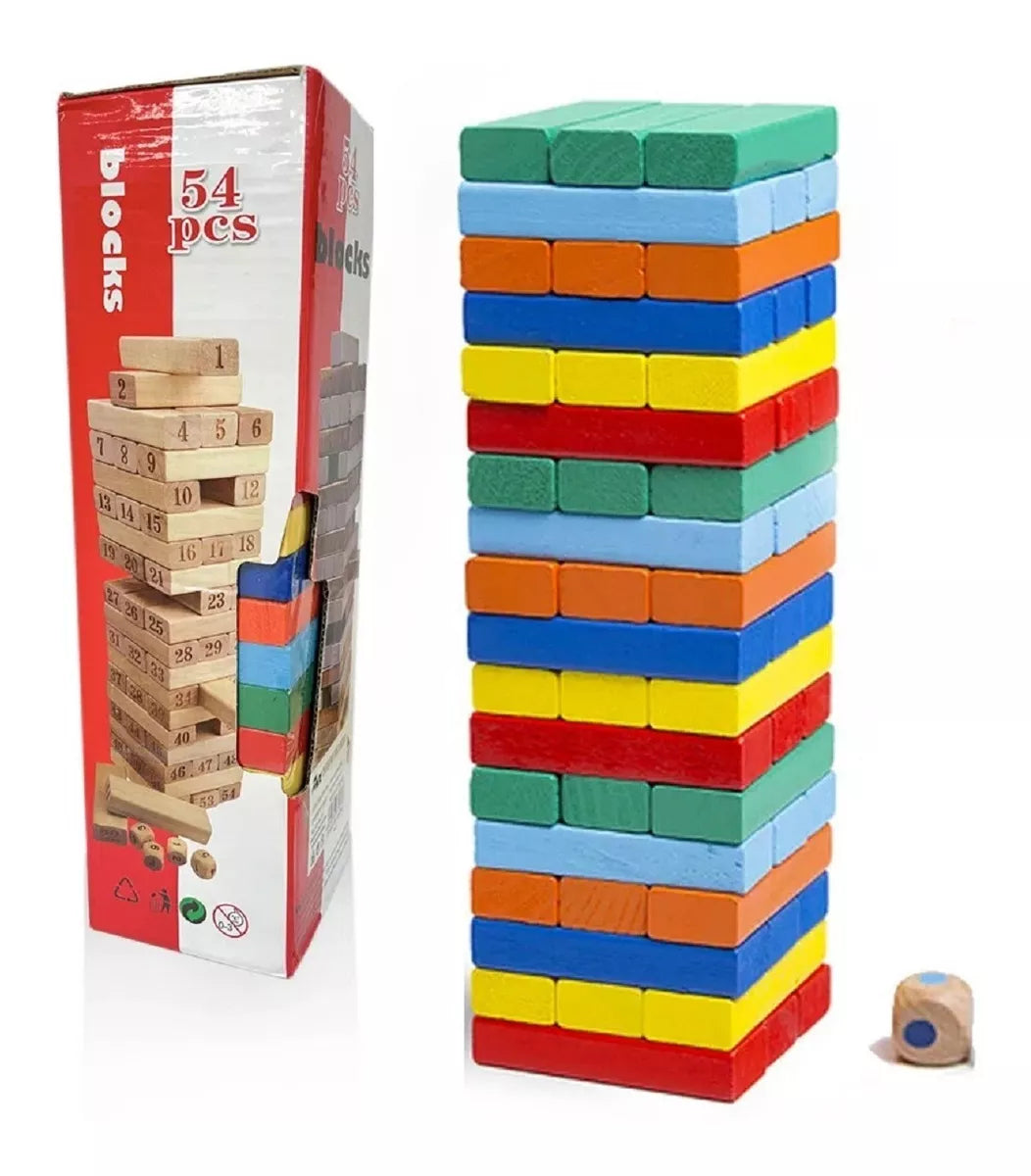 Jenga Colores 54 Piezas Juego Educativo Yenga Juego Mesa