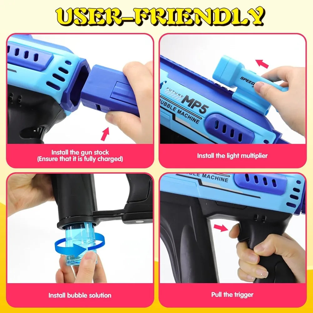 Pistola Burbujas Bazooka Recargable Lanza Burbujas Niños