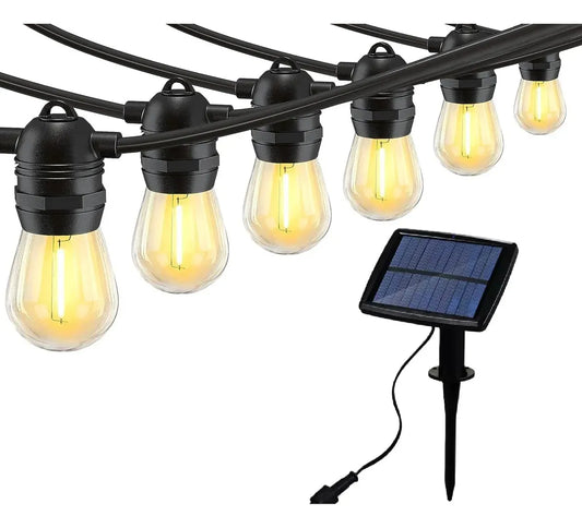 Guirnalda Con Panel Solar Luces De Terraza Led 10/amp 5mts