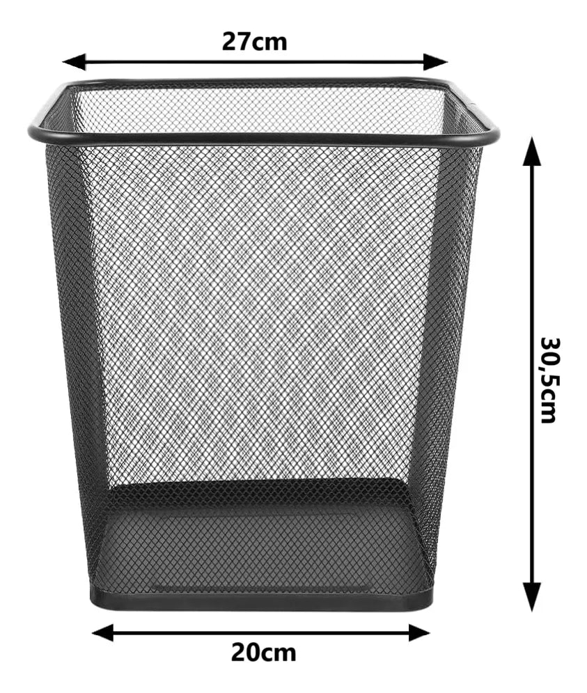Basurero Metalico Cuadrado Papelera Oficina Grande Metal
