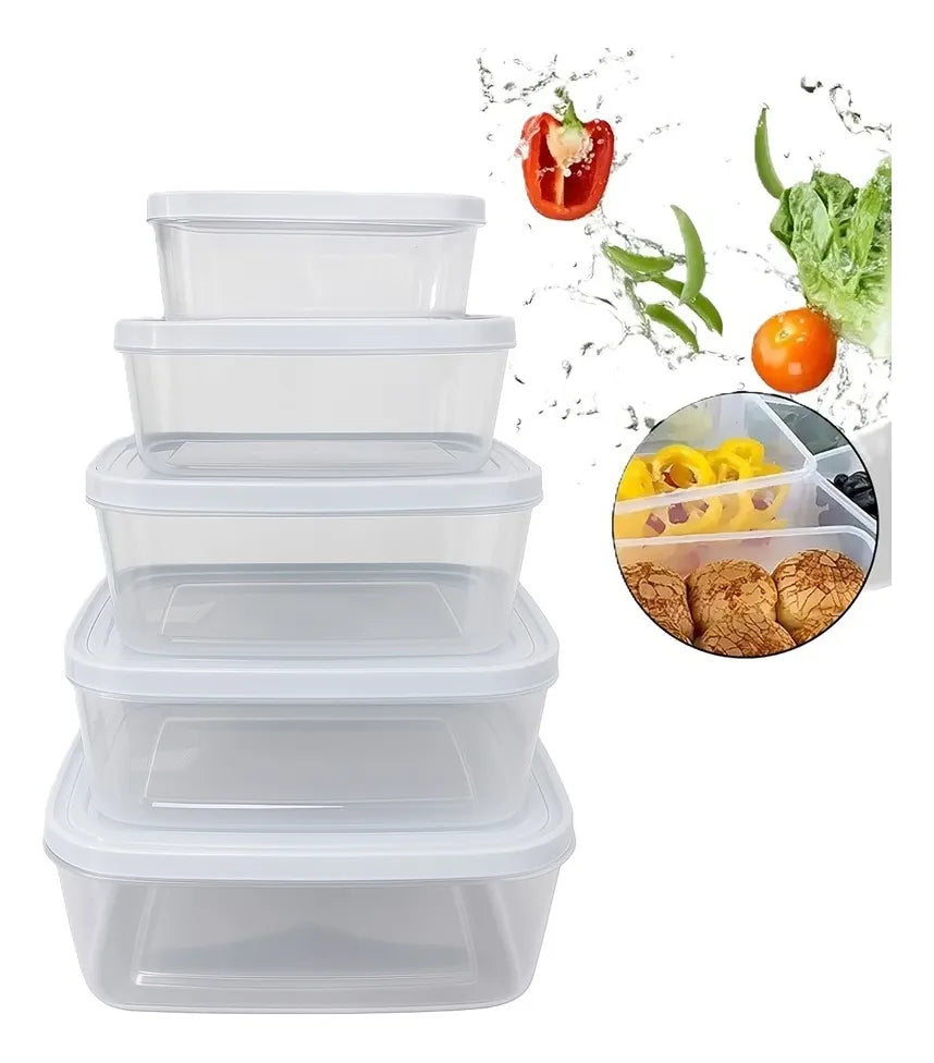 Set X5 Taper Rectangular Potes Plasticos Contenedores Comida