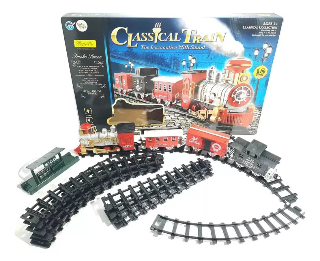 Tren Juguete Juguetes Tren Electrico Humo Para Navidad 18pcs