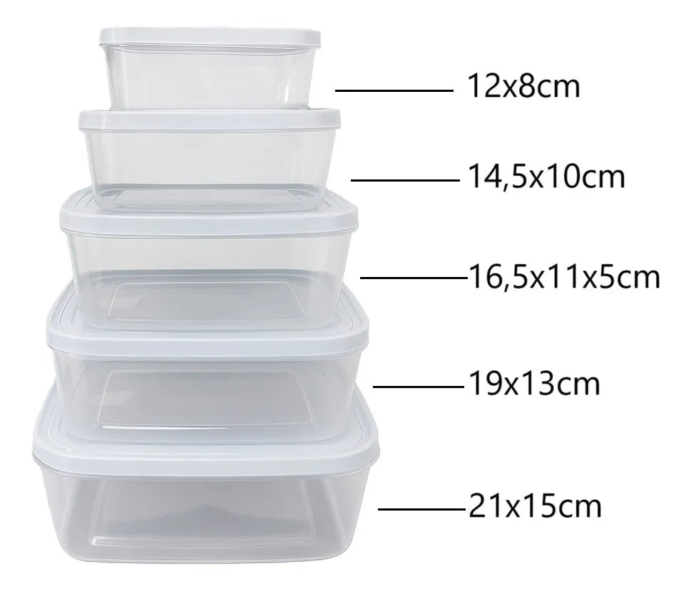Set X5 Taper Rectangular Potes Plasticos Contenedores Comida
