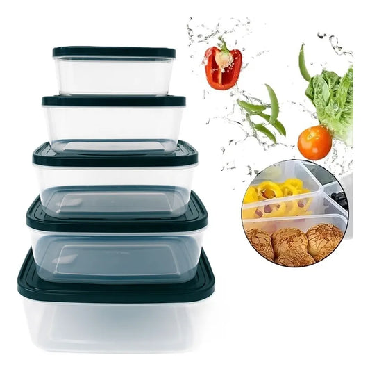 Set X5 Taper Rectangular Potes Plasticos Contenedores Comida