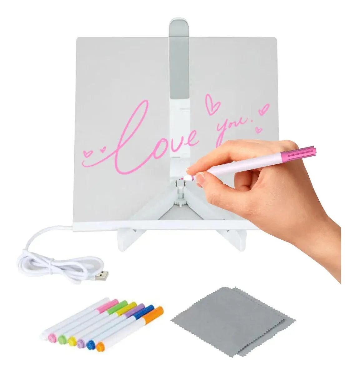 Pizarra Led Acrilica Transparente C/ Luz + Plumones 20x30 Cm