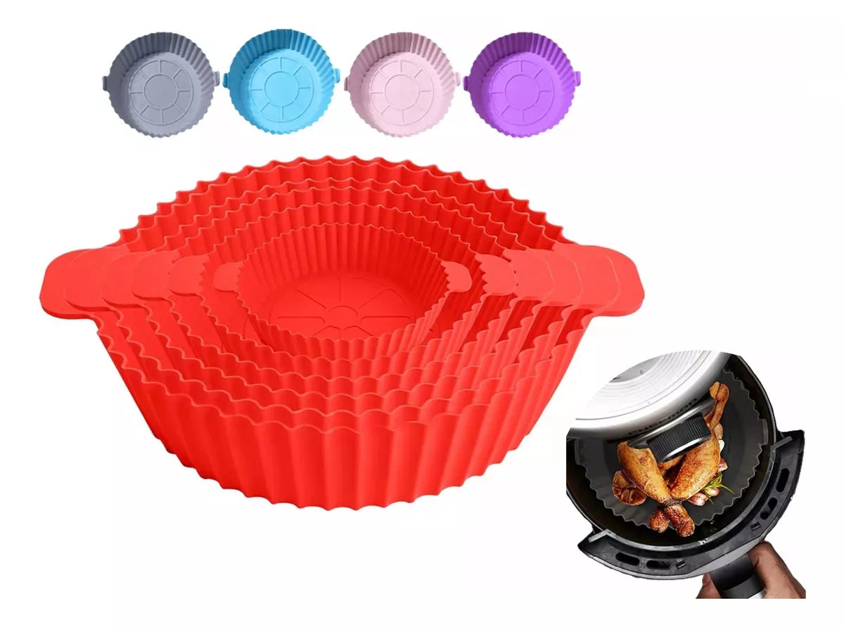 X6 Molde Redondo Silicona Para Air Fryer Moldes Freidora