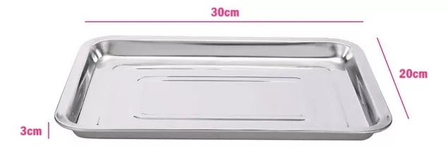 Bandeja Horno De Acero Inoxidable Fuente Acero 30x20cm