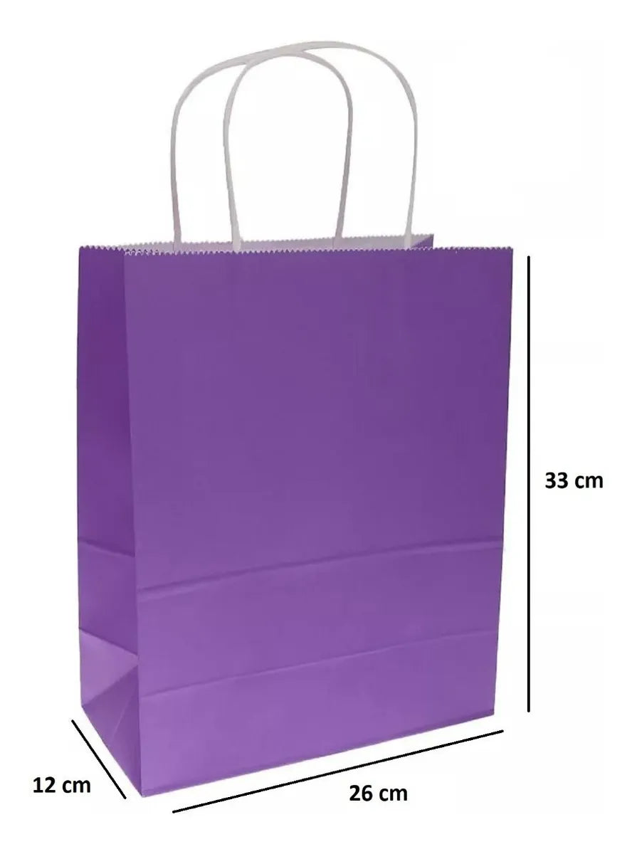 X12 Bolsas De Papel Kraft Talla L Bolsas Con Asa 33x26x12cm