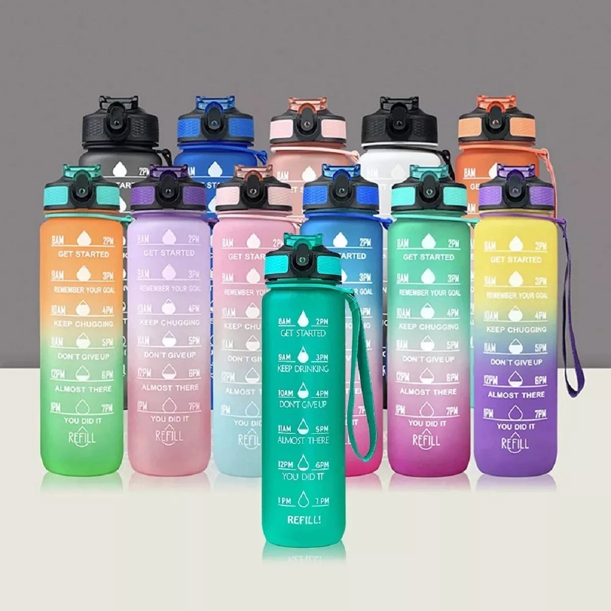 Botella De Agua 1 Litro Motivacional Deportiva Agua Diaria