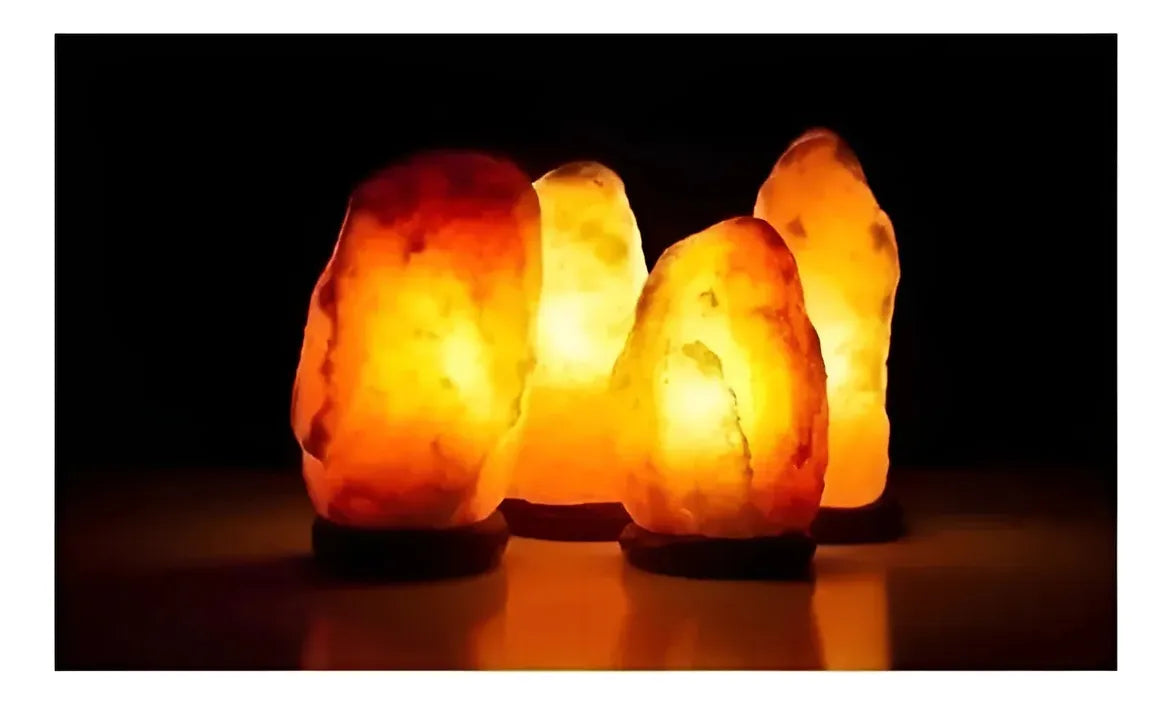 Lampara De Sal Himalaya Natural Base Madera Decorativa 3a4kg