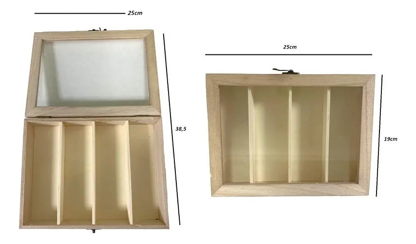Caja De Te Madera Caja Para Té Rustico 4 Compartimientos