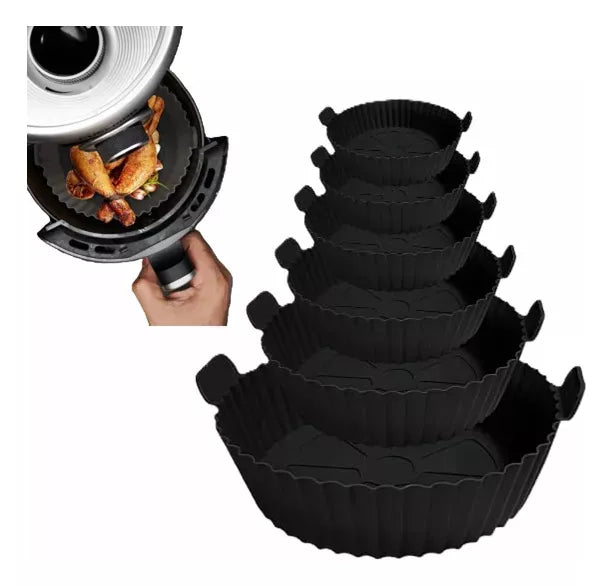 X6 Molde Redondo Silicona Para Air Fryer Moldes Freidora