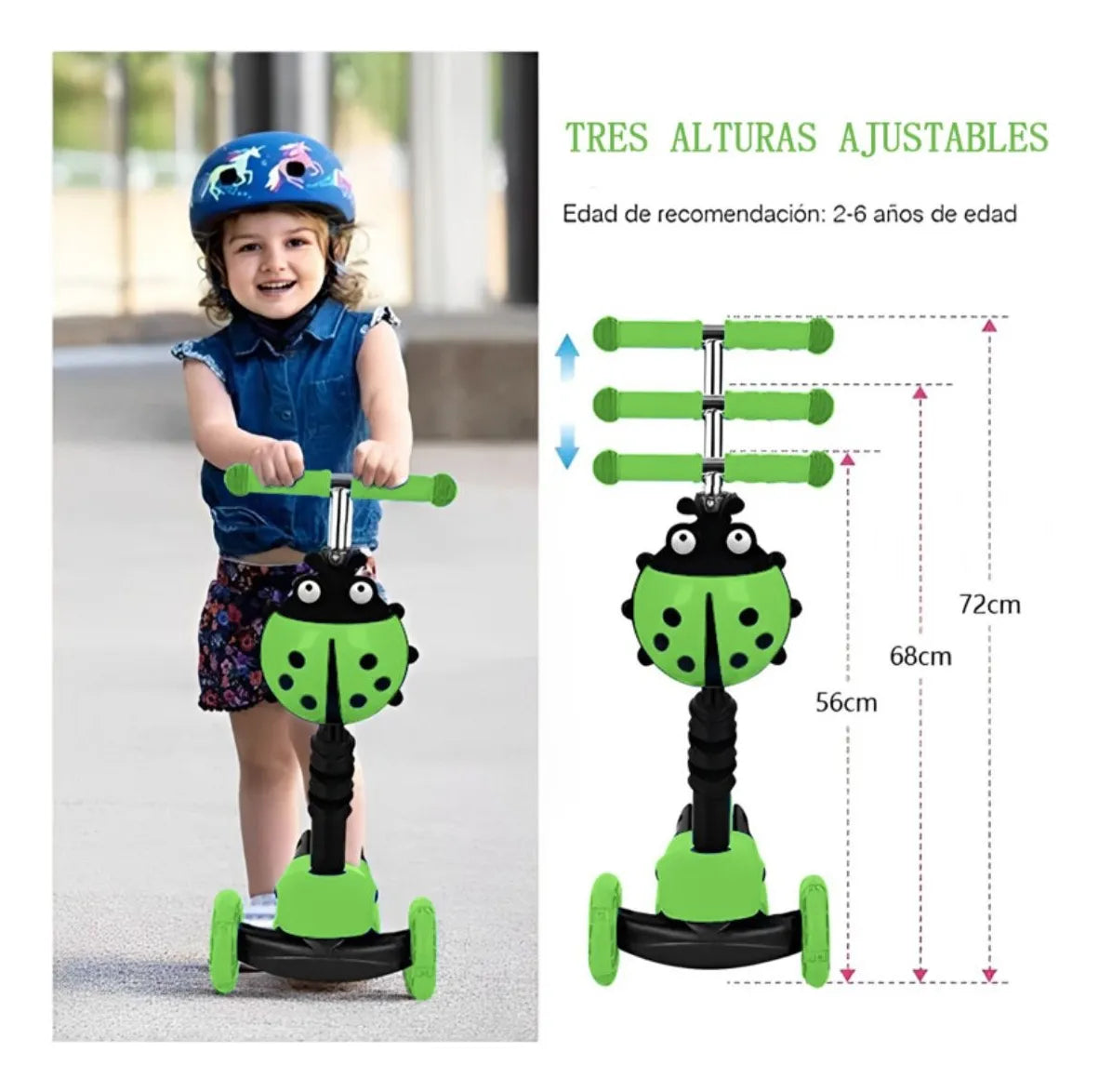Scooter Monopatin 3 En 1 Scooter 3 Ruedas Niños Con Asiento