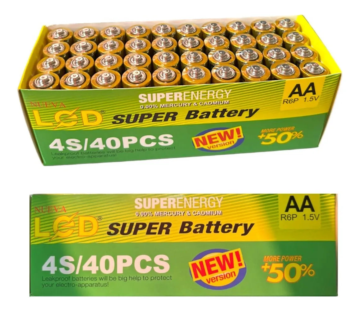 X40 Pack Pilas Aa Lcd Caja Baterias Tamaño Doble Aa