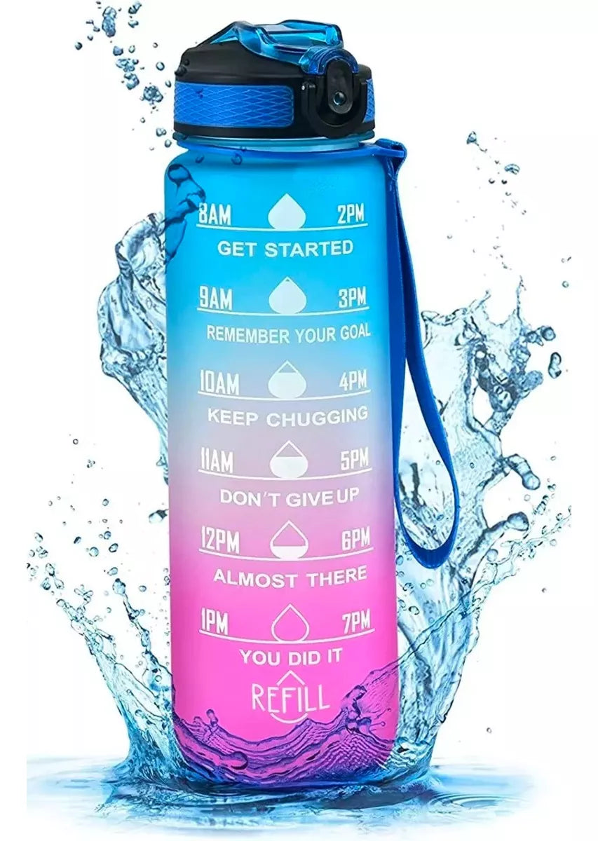 Botella De Agua 1 Litro Motivacional Deportiva Agua Diaria