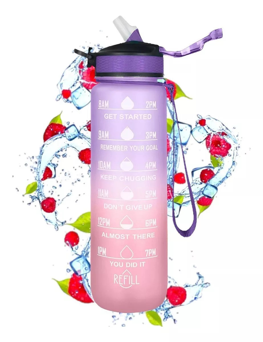 Botella De Agua 1 Litro Motivacional Deportiva Agua Diaria