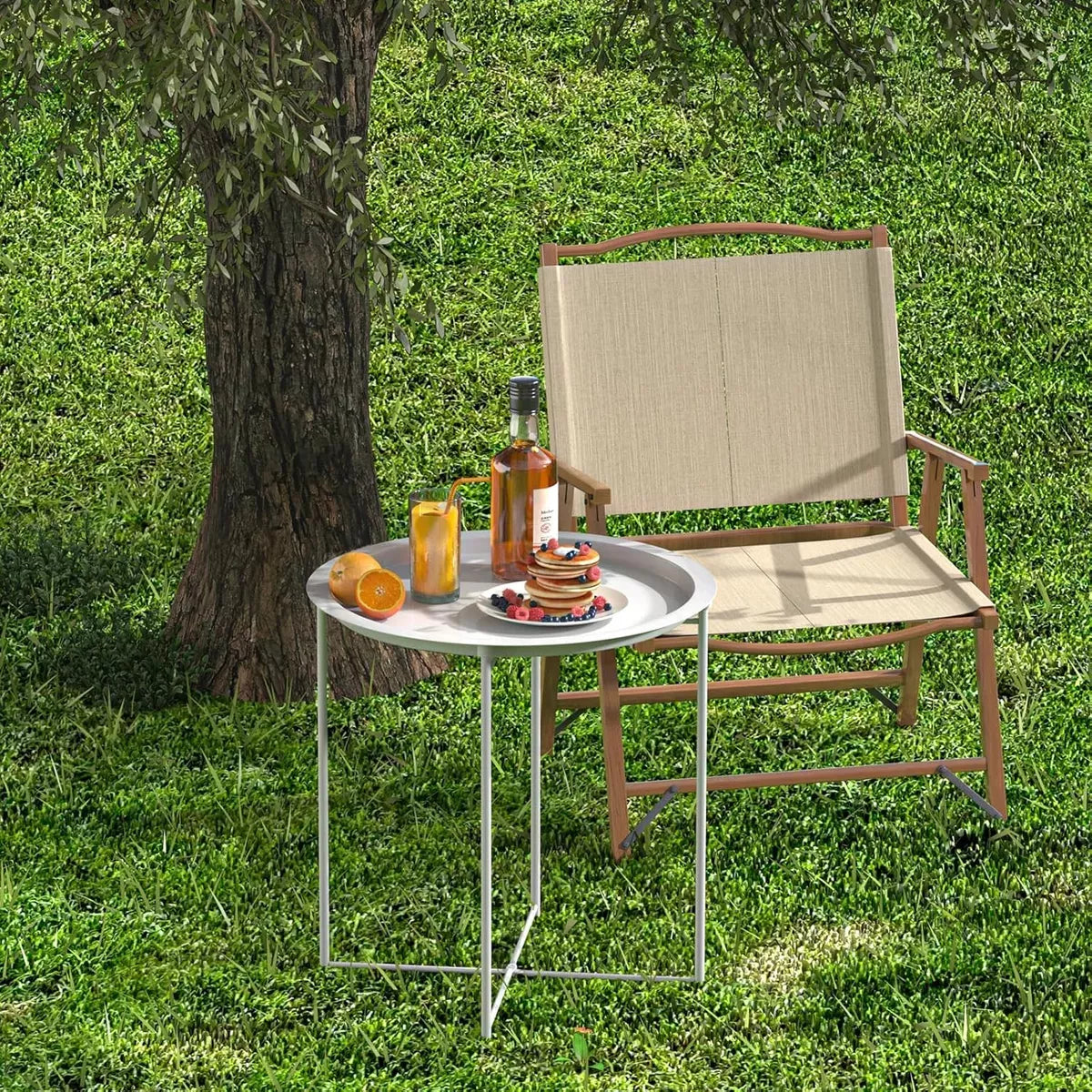 Mesa De Centro Redonda Metal Mesa Auxiliar Metalica Plegable