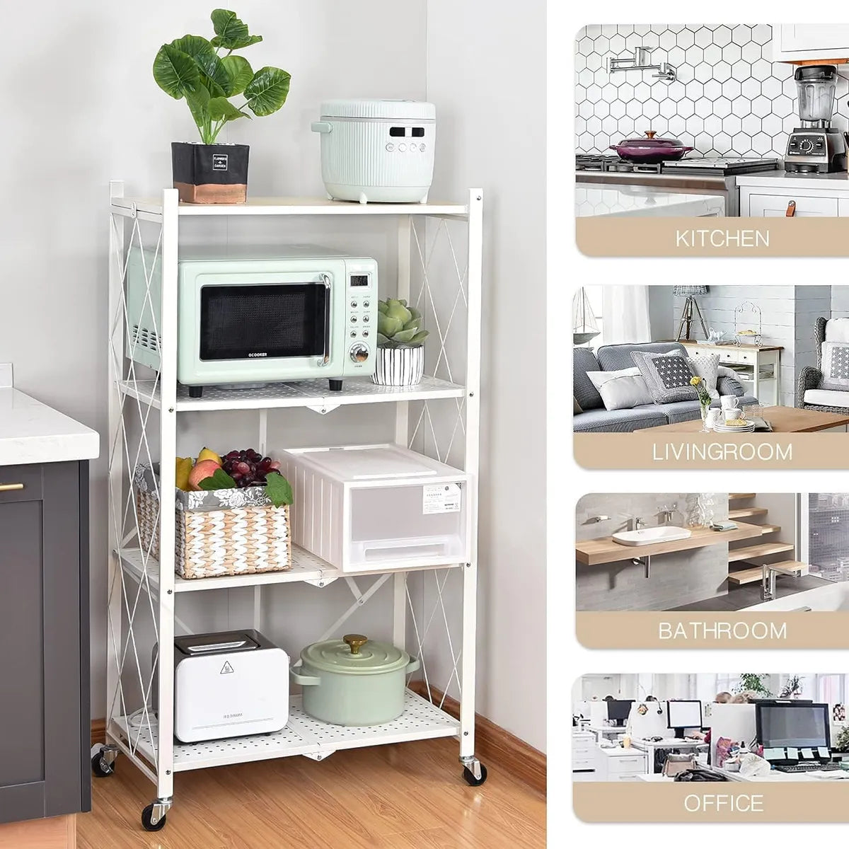 Carrito De Almacenamiento Carro Organizador Con Rueda 4nivel