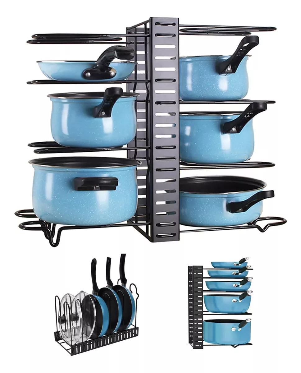Organizador Ajustable 8 Niveles Para Ollas Sartenes Y Tapas