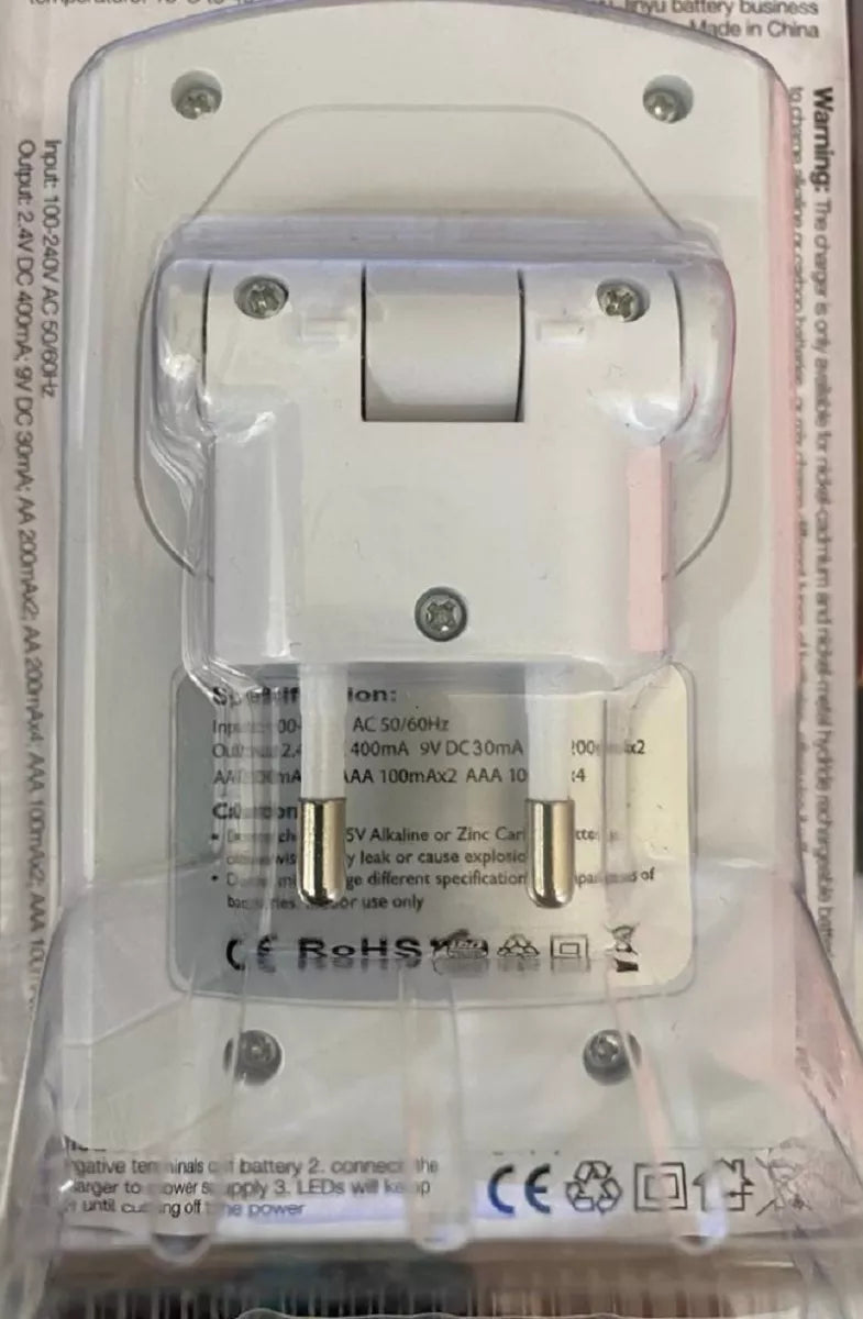 Cargador De Baterias Aa Aaa 9v + 4 Baterias Recargables Aa Pila