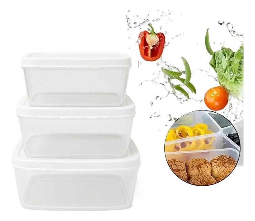 Set X3 Taper Rectangular Potes Plasticos Contenedores Comida