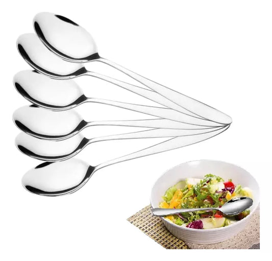 Pack X6 Cucharas Grandes Para Servir Sopa Acero Inoxidable