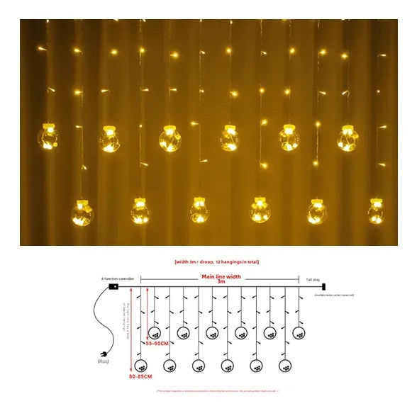 Luz Led Cascada Esferas Decorativa Navidad Guirnalda Adorno